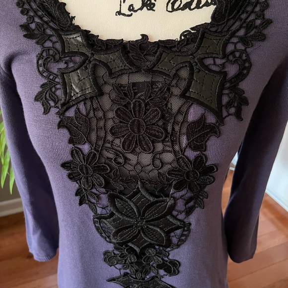NWT Cashmere & silk Avec sweater. Very soft XS Violet Blue & Black. - Picture 2 of 5